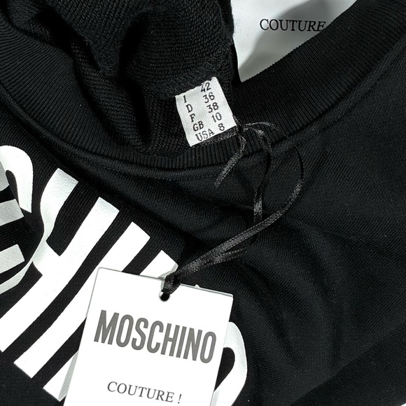 Moschino Couture Logo Double Question Mark Crewneck Sweatshirt Black US 8 NWT - Picture 17 of 17